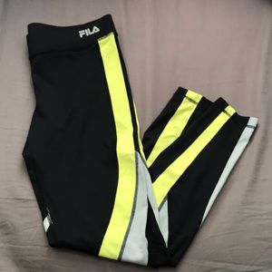 Fila Black & Yellow Workout Leggings